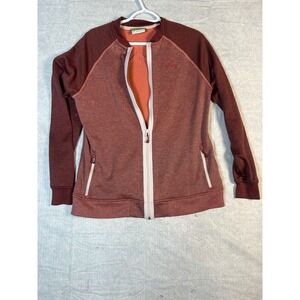 Kathmandu Women's Size 14 Maroon Striped Full Zip‎ Fleece Jacket